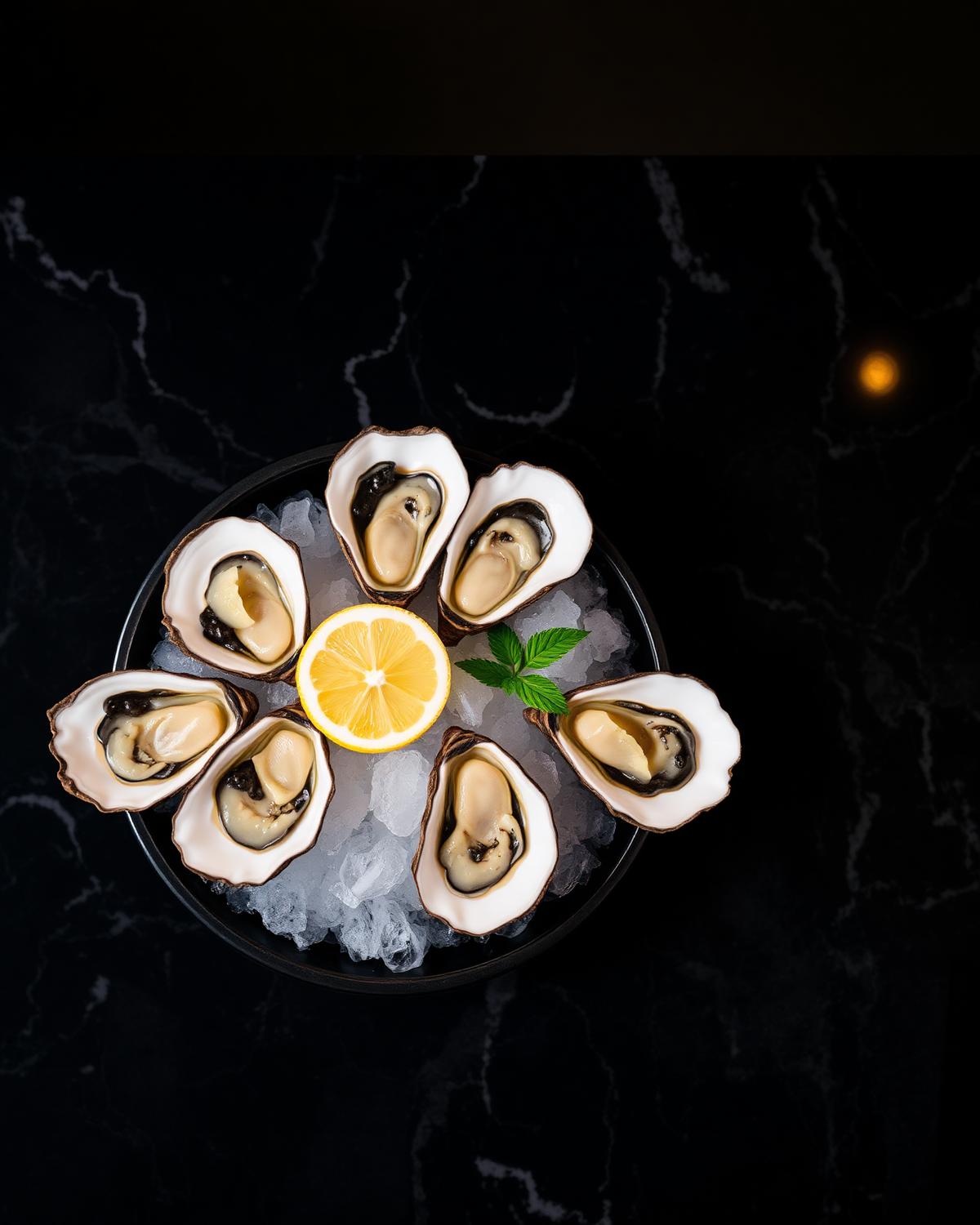 Fresh oysters on ice
